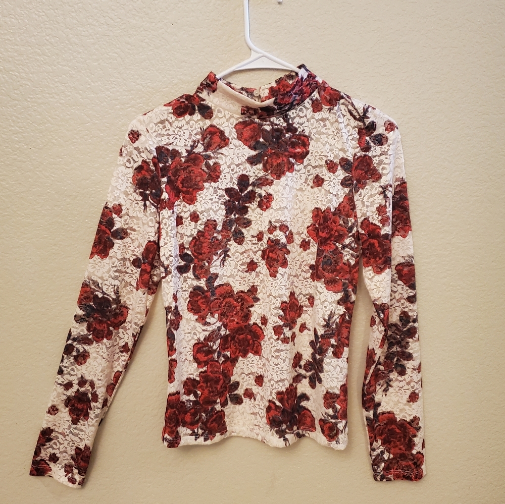NWT ZARA Women's S Floral Lace Blouse